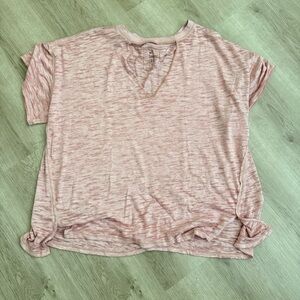 We The Free  Light Pink Short Sleeve V-Neck Women's Top